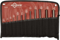 Mayhew - 12 Piece, 1/16 to 1/2", Roll Pin Punch Set - Round Shank, Comes in Vinyl Roll - Exact Tool & Supply