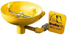 Bradley - Wall Mount, Stainless Steel Bowl, Eye & Face Wash Station - 1/2" Inlet, 30 to 90 psi Flow, 3 GPM Flow Rate - Exact Tool & Supply