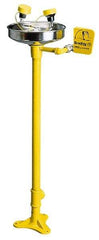 Bradley - Pedestal Mount, Plastic Bowl, Eye & Face Wash Station - 1/2" Inlet, 30 to 90 psi Flow, 3 GPM Flow Rate - Exact Tool & Supply
