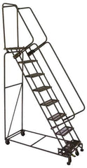 Ballymore - 153" 12 Step Ladder - Lock Step Rolling Safety Ladder, 450 Lb Capacity, 120" Platform Height, 32" Base Width x 87" Base Depth, Grip Strut - Exact Tool & Supply