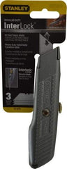 Stanley - Retractable Utility Knife - Enamel (Color) Zinc Handle, 3 Blades Included - Exact Tool & Supply