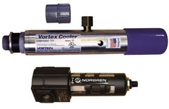 Vortec - 900 BTU per Hour, Vortex Enclosure Cooler without Thermostat - 3/8 Inch Diameter, 1/4 NPT Thread, 15 Cubic Ft. per min - Exact Tool & Supply