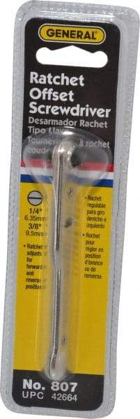 General - Ratcheting Offset Standard Slotted Screwdriver - 3-7/8" OAL - Exact Tool & Supply