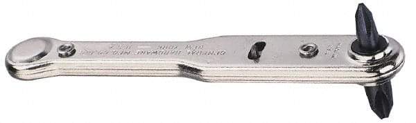 General - #1, #2 Phillips Point, Ratcheting Offset Phillips Screwdriver - 3-7/8" OAL - Exact Tool & Supply