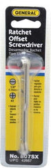 General - 1/4" Slotted Blade, #2 Phillips Point, Ratcheting Offset Slotted & Phillips Screwdriver Set - 3-7/8" OAL - Exact Tool & Supply