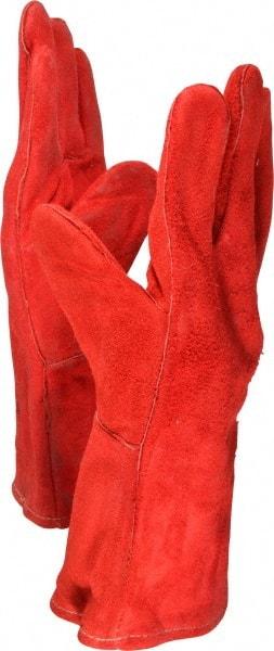 PRO-SAFE - Size L Cotton Lined Cowhide Welding Glove - 34.25cm OAL, Gauntlet Cuff, Wing Thumb, For General Welding - Exact Tool & Supply