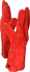 PRO-SAFE - Size L Cotton Lined Cowhide Welding Glove - 34.25cm OAL, Gauntlet Cuff, Wing Thumb, For General Welding - Exact Tool & Supply