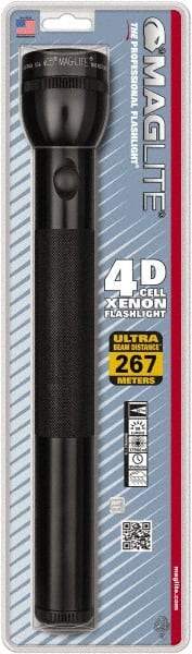 Mag-Lite - Krypton Bulb, 98 Lumens, Industrial/Tactical Flashlight - Black Aluminum Body, 4 D Batteries Not Included - Exact Tool & Supply
