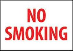 NMC - "No Smoking", 10" Long x 14" Wide, Rigid Plastic Safety Sign - Rectangle, 0.05" Thick, Use for Smoking Regulations - Exact Tool & Supply