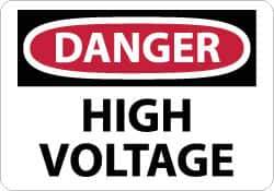 NMC - "Danger - High Voltage", 10" Long x 14" Wide, Rigid Plastic Safety Sign - Rectangle, 0.05" Thick, Use for Accident Prevention - Exact Tool & Supply