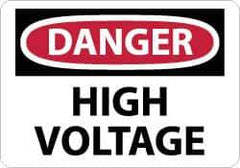 NMC - "Danger - High Voltage", 10" Long x 14" Wide, Rigid Plastic Safety Sign - Rectangle, 0.05" Thick, Use for Accident Prevention - Exact Tool & Supply