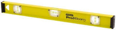Stanley - 48" Long 3 Vial I-Beam Level - Aluminum, Yellow, 1 Level & 2 Plumb Vials - Exact Tool & Supply