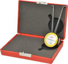 Value Collection - 1-1/8 to 2-1/8" Black Oxide & Chrome Plated Inside Dial Caliper Gage - 0.001" Graduation, 0.038mm Accuracy, 3-1/4" Leg Length, Ball Contact Points - Exact Tool & Supply
