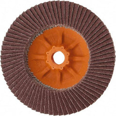 WALTER Surface Technologies - 60 Grit, 4-1/2" Disc Diam, 5/8-11 Center Hole, Zirconia Alumina Flap Disc - 13,300 Max RPM, Plastic Backing, Arbor Attaching System, Coated - Exact Tool & Supply
