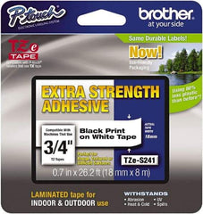 Brother - 3/4" Wide x 314.4" Long, White Plastic/Paper Tape Cassette - For Label Maker - Exact Tool & Supply