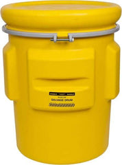 Eagle - 65 Gallon Capacity, Metal Band with Bolt Closure, Yellow Salvage Drum - 55 Gallon Container ,Polyethylene, 440 Lb. Capacity, UN 1H2/X200/S Listing - Exact Tool & Supply