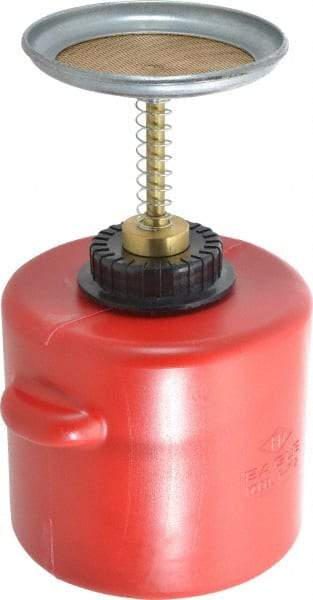Eagle - 2 Quart Capacity, 11 Inch High x 6-1/2 Inch Diameter, Polyethylene Plunger Can - 5-1/4 Inch Dasher Diameter, Red, Approval Listing/Regulation FM - Exact Tool & Supply