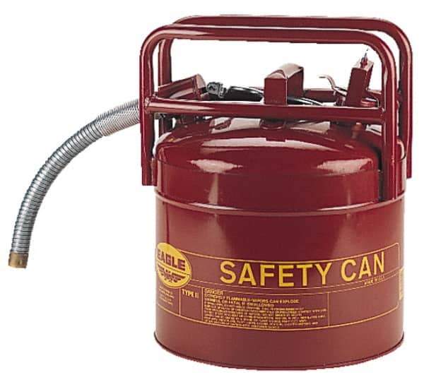 Eagle - 5 Gal Galvanized Steel Type II DOT Safety Can - 15-3/4" High x 12-1/2" Diam, Red with Yellow - Exact Tool & Supply