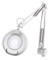 Value Collection - 38 Inch, Swing Arm, Clamp on, Fluorescent, White, Magnifying Task Light - 22 Watt, 1.75x Magnification, 5 Inch Wide, 5 Inch Long - Exact Tool & Supply