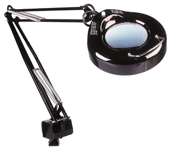 Value Collection - 38 Inch, Swing Arm, Clamp on, Fluorescent, Black, Magnifying Task Light - 22 Watt, 1.75x Magnification, 5 Inch Wide, 5 Inch Long - Exact Tool & Supply