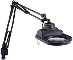 Electrix - 45 Inch, Spring Suspension, Clamp on, Halogen, Black, Magnifying Task Light - 100 Watt, 1.75x Magnification, 5 Inch Wide - Exact Tool & Supply