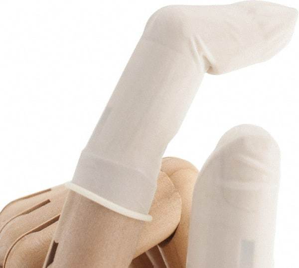 North - Size S, 2-3/4 Inch Long x 3 Mil Thick, Rubber Industrial Food Grade Finger Cot - Powdered, White - Exact Tool & Supply
