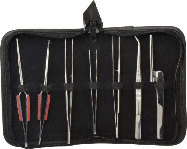 Value Collection - Stainless Steel Tweezer Set - 7 Piece - Exact Tool & Supply