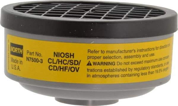 North - Yellow Cartridge - Series 7700, Protects Against Acid Gas, Organic Vapor - Exact Tool & Supply