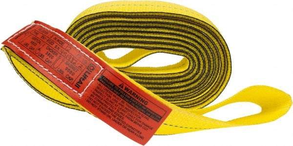 Lift-All - 12' Long x 2" Wide, 9,600 Lb Vertical Capacity, 2 Ply, Polyester Web Sling - 7,700 Lb Choker Capacity, Yellow - Exact Tool & Supply