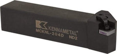 Kennametal - MCKN, Left Hand Cut, 15° Lead Angle, 1-1/4" Shank Height x 1-1/4" Shank Width, Negative Rake Indexable Turning Toolholder - 6" OAL, CN..43. Insert Compatibility, Series Kenloc - Exact Tool & Supply