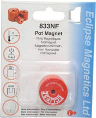 Eclipse - 1-1/16" Diam, 10-32 Thread, 9 Lb Average Pull Force, Mild Steel, Alnico Pot Magnets - 220°C Max Operating Temp, 1" High, Grade 5 Alnico - Exact Tool & Supply