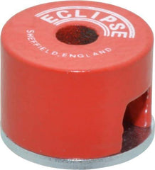 Eclipse - 3/4" Diam, 3/16" Hole Diam, 1.9 kg Max Pull Force Alnico Button Magnet - 1/2" High, 11/32" Gap Width, Grade 5 Alnico - Exact Tool & Supply