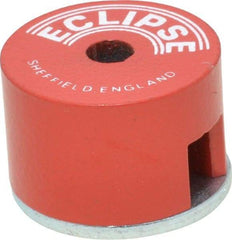 Eclipse - 1" Diam, 3/16" Hole Diam, 3.4 kg Max Pull Force Alnico Button Magnet - 5/8" High, 11/32" Gap Width, Grade 5 Alnico - Exact Tool & Supply