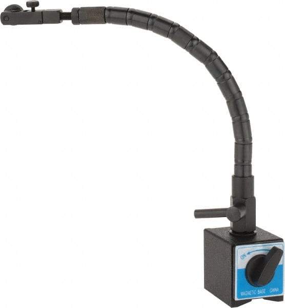 Value Collection - 2-1/8" Long x 2" Wide x 2-19/64" High Magnetic Indicator Base with Holders - 40 Kg Magnetic Pull, Flexible Arm - Exact Tool & Supply