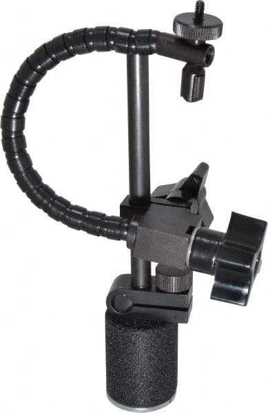 Flexbar - 25 Lb Magnetic Force, Fine Adjustment Indicator Positioner & Holder with Base - Post & Flexible Arm, Round Base, 1-1/8" Base Diam, 1-3/8" Base Height - Exact Tool & Supply