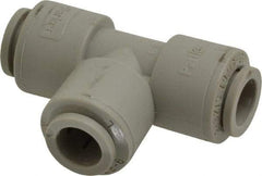 Parker - 3/8" Outside Diam, Acetal Push-to-Connect Tube Union Tee - 300 Max psi, Tan - Exact Tool & Supply