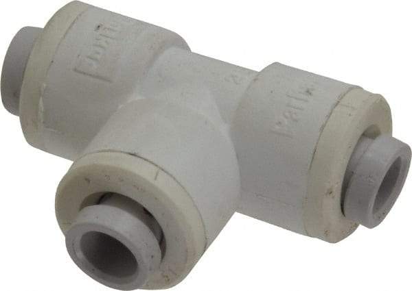 Parker - 1/4" Outside Diam, Polypropylene Push-to-Connect Tube Union Tee - 150 Max psi, Tan - Exact Tool & Supply