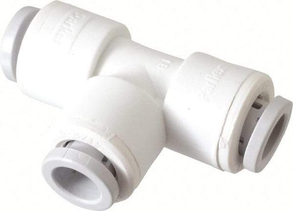 Parker - 3/8" Outside Diam, Polypropylene Push-to-Connect Tube Union Tee - 150 Max psi, Tan - Exact Tool & Supply
