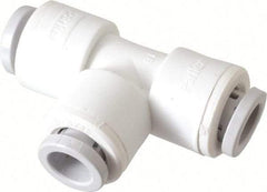Parker - 3/8" Outside Diam, Polypropylene Push-to-Connect Tube Union Tee - 150 Max psi, Tan - Exact Tool & Supply