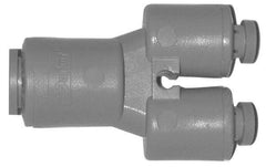 Parker - 3/8 x 5/16" Outside Diam, Acetal Push-to-Connect Tube Union Y - 300 Max psi, Tan - Exact Tool & Supply