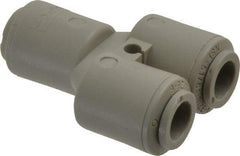 Parker - 3/8" Outside Diam, Acetal Push-to-Connect Tube Union Y - 300 Max psi, Tan - Exact Tool & Supply