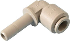 Parker - 3/8" Outside Diam, Acetal Push-to-Connect Tube Plug-In Elbow - 300 Max psi, 3/8" Stem Diam, Tan - Exact Tool & Supply