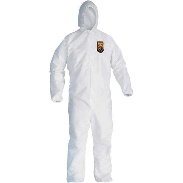 KleenGuard - Size 3XL SMS General Purpose Coveralls - White, Zipper Closure, Elastic Cuffs, Elastic Ankles, Serged Seams - Exact Tool & Supply