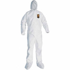 KleenGuard - Size M SMS General Purpose Coveralls - White, Zipper Closure, Elastic Cuffs, with Boots, Serged Seams - Exact Tool & Supply