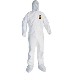 KleenGuard - Size 3XL SMS General Purpose Coveralls - White, Zipper Closure, Elastic Cuffs, with Boots, Serged Seams - Exact Tool & Supply