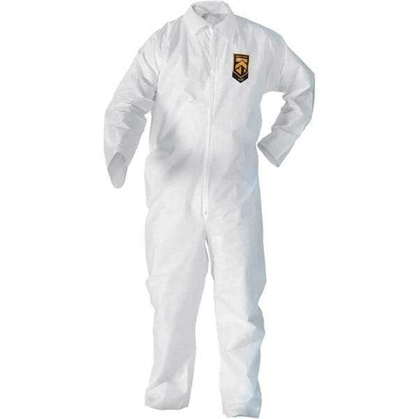 KleenGuard - Size M SMS General Purpose Coveralls - White, Zipper Closure, Open Cuffs, Open Ankles, Serged Seams - Exact Tool & Supply