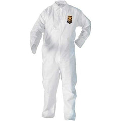 KleenGuard - Size L SMS General Purpose Coveralls - White, Zipper Closure, Open Cuffs, Open Ankles, Serged Seams - Exact Tool & Supply