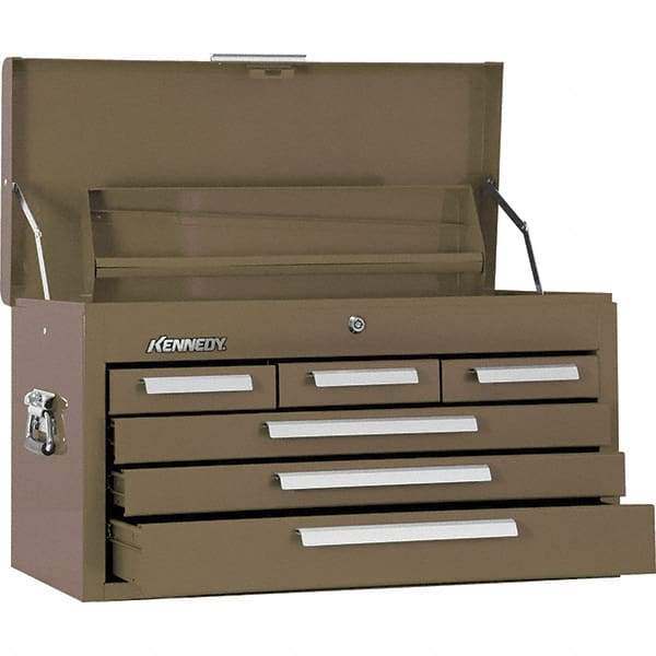 Kennedy - 6 Drawer Tool Chest - 26-1/8" Wide x 12-1/8" Deep x 14-3/4" High, Steel, Brown - Exact Tool & Supply
