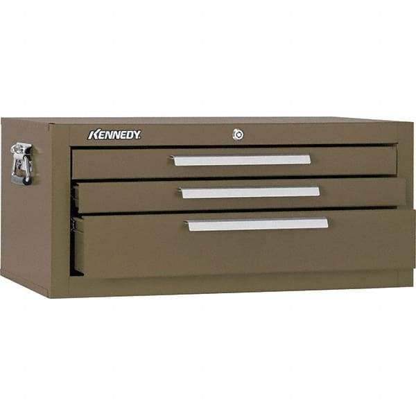 Kennedy - 3 Drawer Brown Drawer Chest Base - 26-5/8" Wide x 11-3/4" High x 12-1/2" Deep, Use with Models 263, 266, 360 Chests & 27", 29", 34" Roller Cabs - Exact Tool & Supply