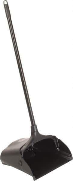 Rubbermaid - 11-1/4" Wide x 5" High Upright Dustpan - Plastic Body, 12-51/64" Handle, Black, with Wheels - Exact Tool & Supply